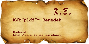 Káplár Benedek névjegykártya