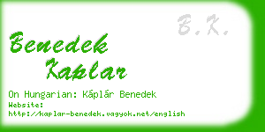 benedek kaplar business card