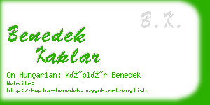 benedek kaplar business card